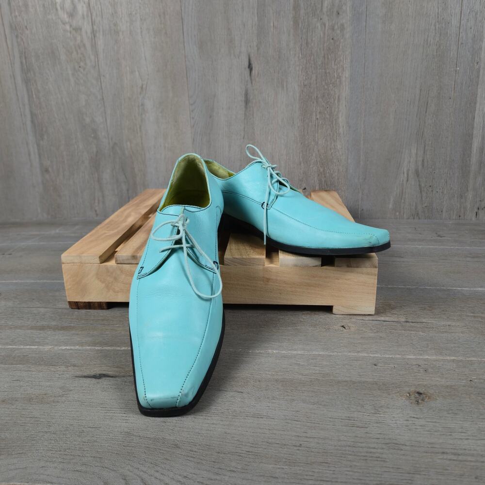 John Fluevog Men's Amatrice Aqua Oxfords Size 9